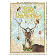 Deer Collage Christmas Postcard ~ Germany