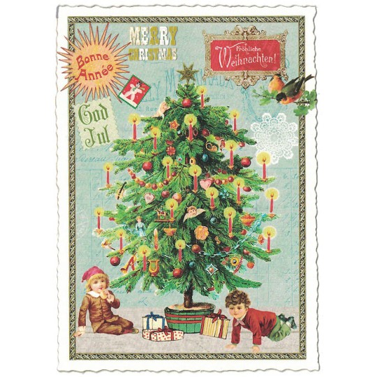 Christmas Tree Collage Christmas Postcard ~ Germany