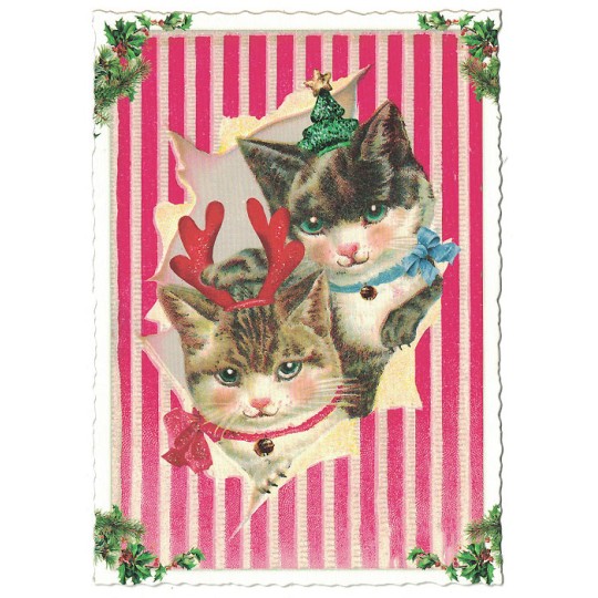 Festive Cats Christmas Postcard ~ Germany