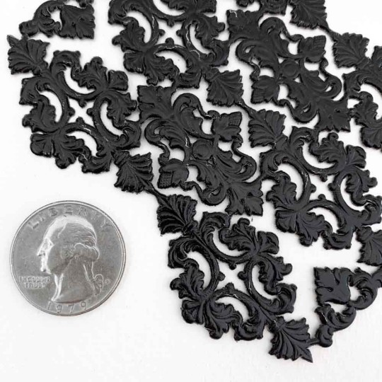 Black Dresden Paper Ornate Flourishes and Corners ~ 12