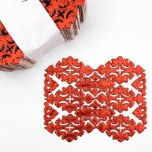 Red Dresden Paper Ornate Flourishes and Corners ~ 12