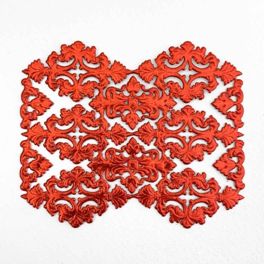 Red Dresden Paper Ornate Flourishes and Corners ~ 12