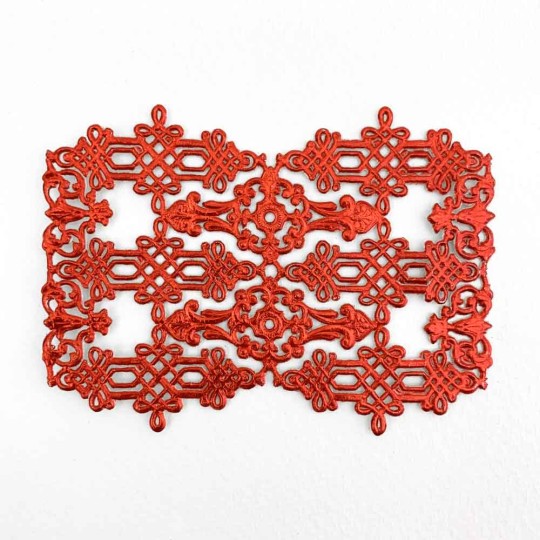 Red Dresden Paper Celtic Flourishes and Corners ~ 12