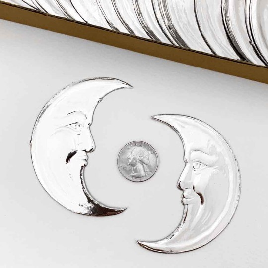 Extra Large Silver Dresden Foil Moons ~ 2