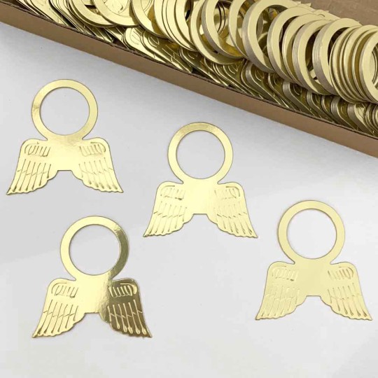 Gold Dresden Angel Wings with Halos ~ 4 pieces