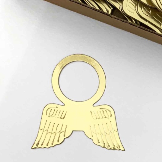 Gold Dresden Angel Wings with Halos ~ 4 pieces