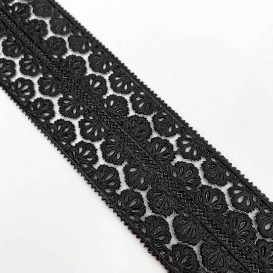 Black Dresden Scalloped Floral Trim ~ 3/8" wide