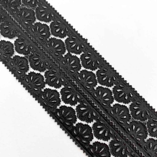 Black Dresden Scalloped Floral Trim ~ 3/8" wide