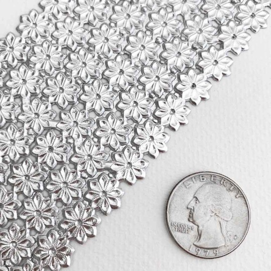 Silver Dresden Foil Flowers ~ 102 ~ Double Sided Foil