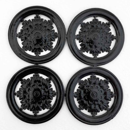 Black Dresden Paper Filligree Snowflake Medallions ~ 4