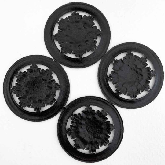 Black Dresden Paper Filligree Snowflake Medallions ~ 4