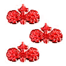 Red Dresden Foil Fancy Flower Embellishments ~ 24