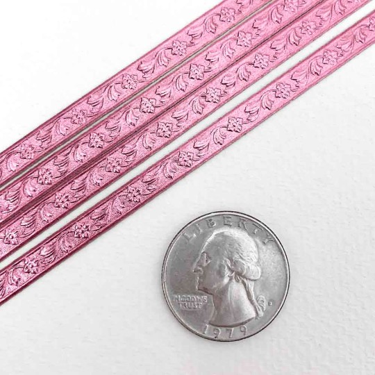 Pink Flower & Leaf Dresden Foil Trim ~ 3/16"