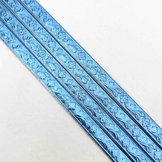 Steel Blue Flower & Leaf Dresden Foil Trim ~ 3/16"