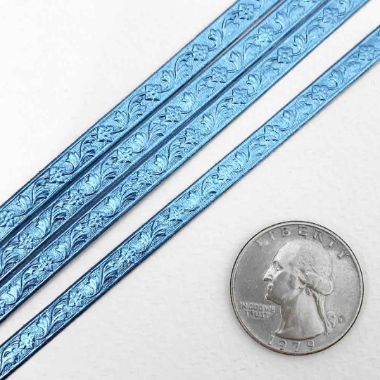 Steel Blue Flower & Leaf Dresden Foil Trim ~ 3/16"