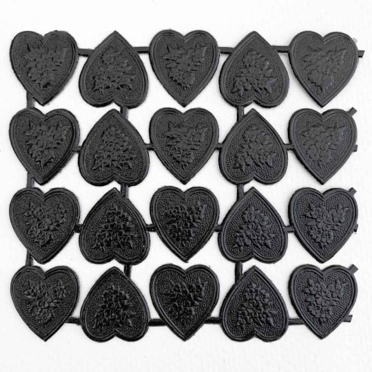 Black Dresden Paper Floral Hearts ~ 20