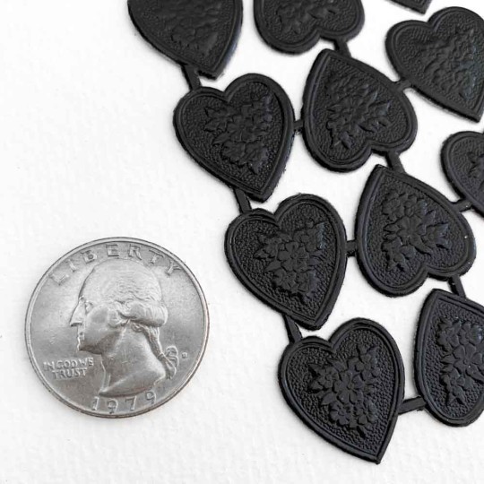 Black Dresden Paper Floral Hearts ~ 20