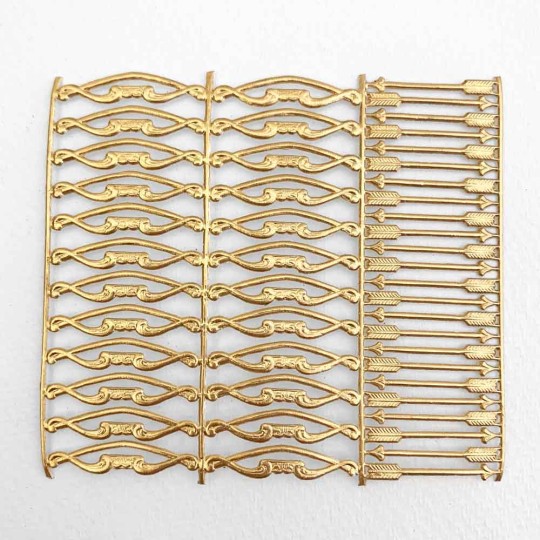 Antique Gold Bows and Arrows Valentine Paper Trims ~ 24