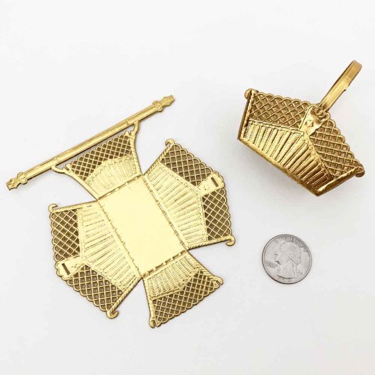 Gold Dresden Foil Paper Basket ~ 1