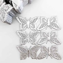 Silver Dresden Foil Butterflies ~ 6