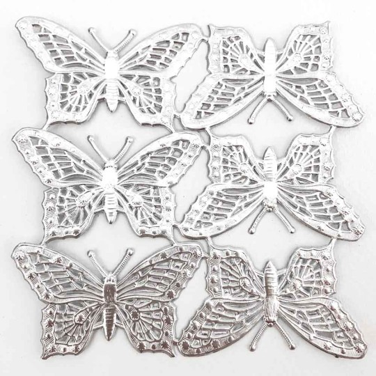 Silver Dresden Foil Butterflies ~ 6