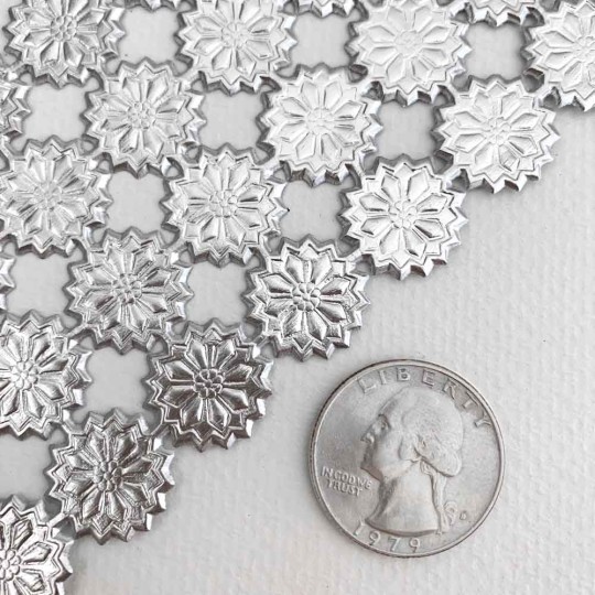 Silver Dresden Foil Flowers ~ 36 pcs ~ Double Sided Foil