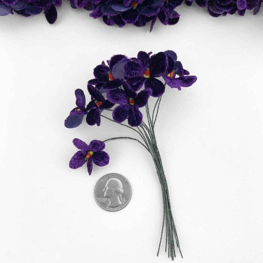 Bouquet of 12 Royal Purple Velvet Forget Me Nots ~ Czech Republic