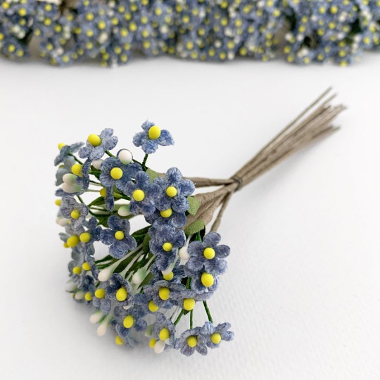 Bundle of Petite Velvet Forget me Nots ~ Czech Republic ~ BLUE