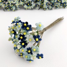 Mixed Bundle of Petite Velvet Forget me Nots ~ Czech Republic ~ Light Blue + Navy