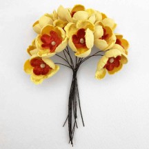Bunch of Large Paper and Velvet Buttercups ~ Yellow + Red