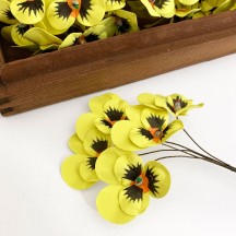 Bunch of Small Paper Pansies ~ Yellow + Orange