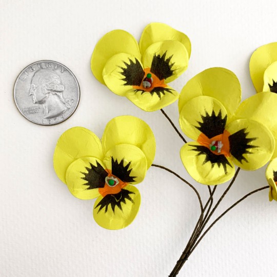 Bunch of Small Paper Pansies ~ Yellow + Orange