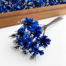 Royal Blue Velvet Bachelor Buttons Millinery Flowers ~ Bunch of 12 ~ Czech Republic