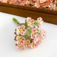 Light Pink Fabric Meadow Flowers ~ Bunch of 12 ~ Czech Republic