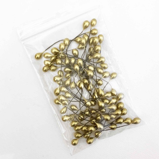 Large Gold Berry Stamen for Christmas Crafting ~ Wired Stems