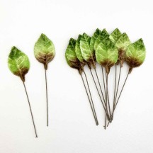 Set of 12 Petite Velvet Rose Leaves ~ ARTIST GREEN OMBRE