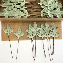 Lacquered Paper Holly Leaves ~ Sage Green ~ Bundle of 12 Retro Craft Leaves