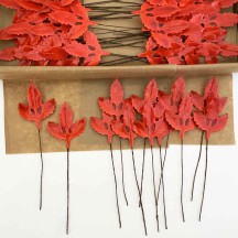 Lacquered Paper Holly Leaves ~ Red ~ Bundle of 12 Retro Craft Leaves