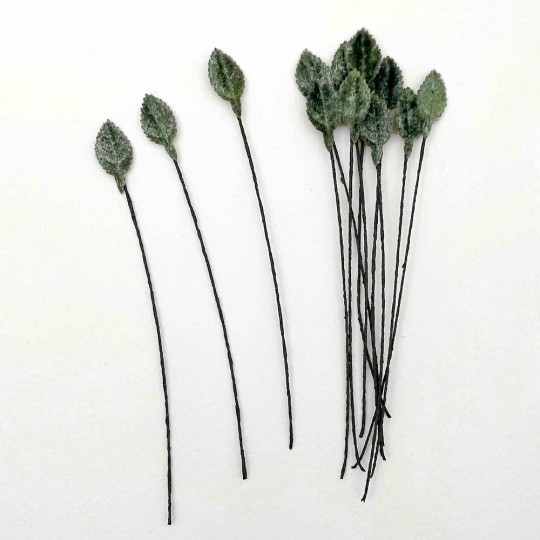 Set of 12 Mini Velvet Leaves ~ SAGE GREEN