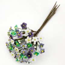 Bundle of Petite Mixed Velvet Forget me Nots ~ Czech Republic ~ WHITE, AQUA, LIGHT BLUE + LAVENDER