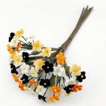 Bundle of Petite Mixed Velvet Forget me Nots ~ Czech Republic ~ WHITE, ORANGE, BLACK, APRICOT MIX