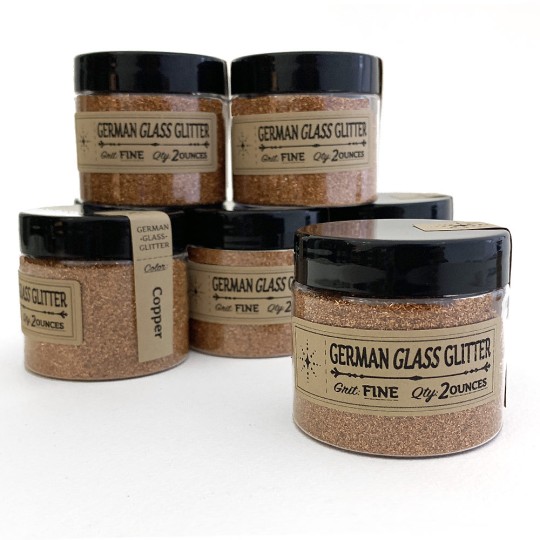 German Glass Glitter in Copper ~ Fine Grit ~ 2 oz in Jar