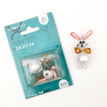 Glass Bead Ornament DIY Project Kit ~ White Bunny with Goldenrod Bow ~ Czech Instructions