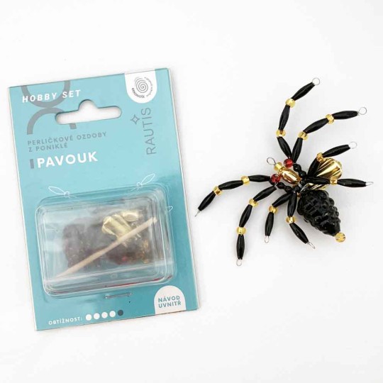 Glass Bead Ornament DIY Project Kit ~ Spider with Clip~ Black ~ Czech Instructions