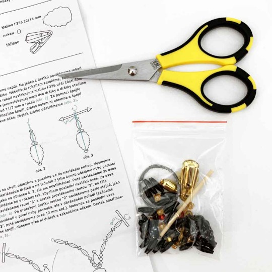 Glass Bead Ornament DIY Project Kit ~ Spider with Clip~ Black ~ Czech Instructions