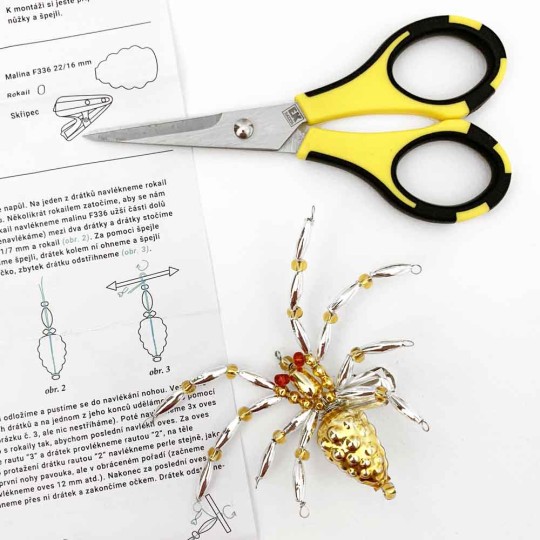 Glass Bead Ornament DIY Project Kit ~ Spider with Clip~ Gold and SIlver ~ Czech Instructions