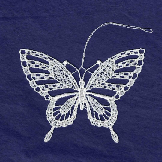 White Lace Butterfly Ornament ~ 3-1/4" 