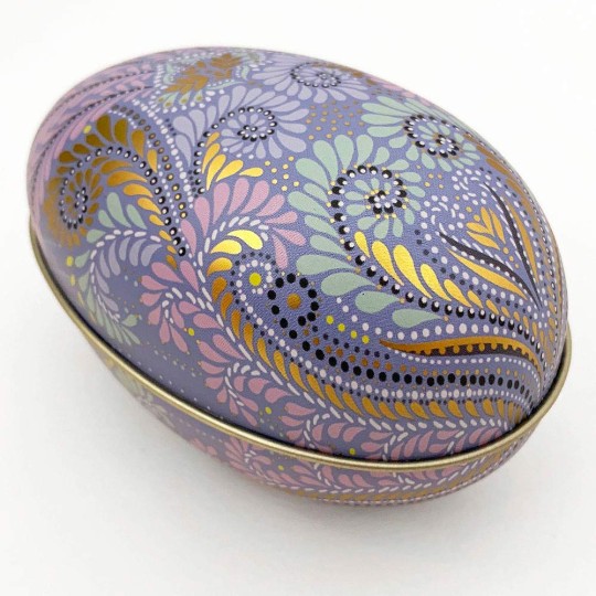 Periwinkle Fancy Metal Easter Egg Tin ~ 4-1/4" tall