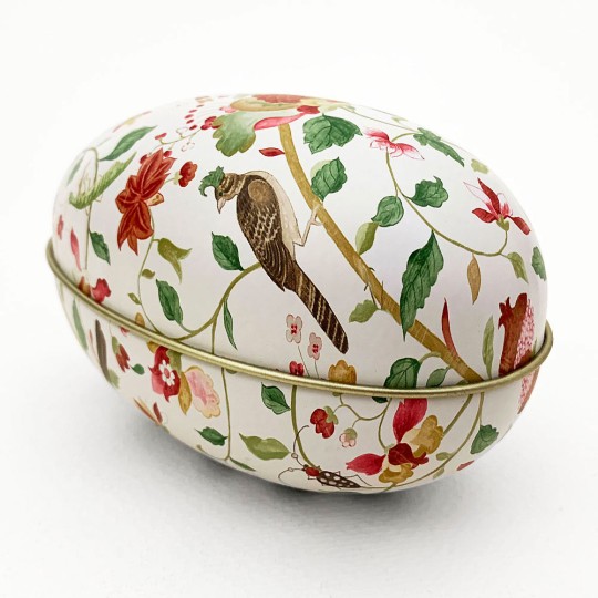 Birds and Flowers Metal Easter Egg Tin ~ 4-1/4" tall ~ Sanderson Design