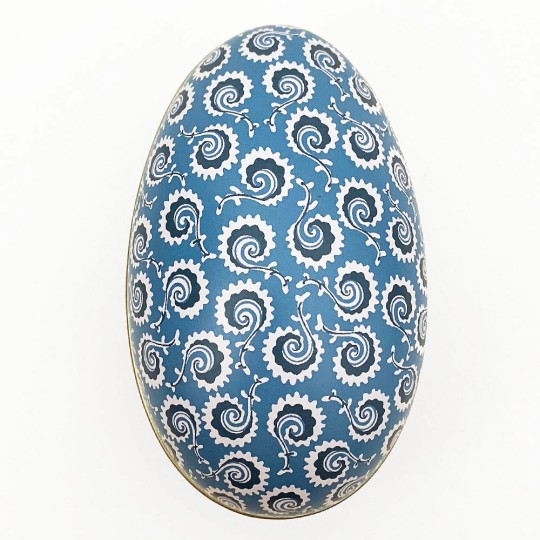 Blue Geo Metal Easter Egg Tin ~ 4-1/4" tall ~ Sanderson Design